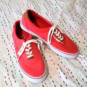 Ralph Lauren Polo Men's 10 Thorton sneakers, red washed twill NEVER WORN